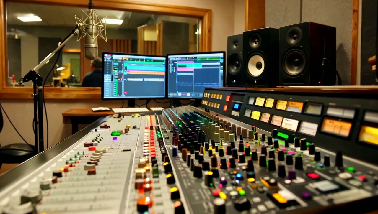 Inside a professional recording studio